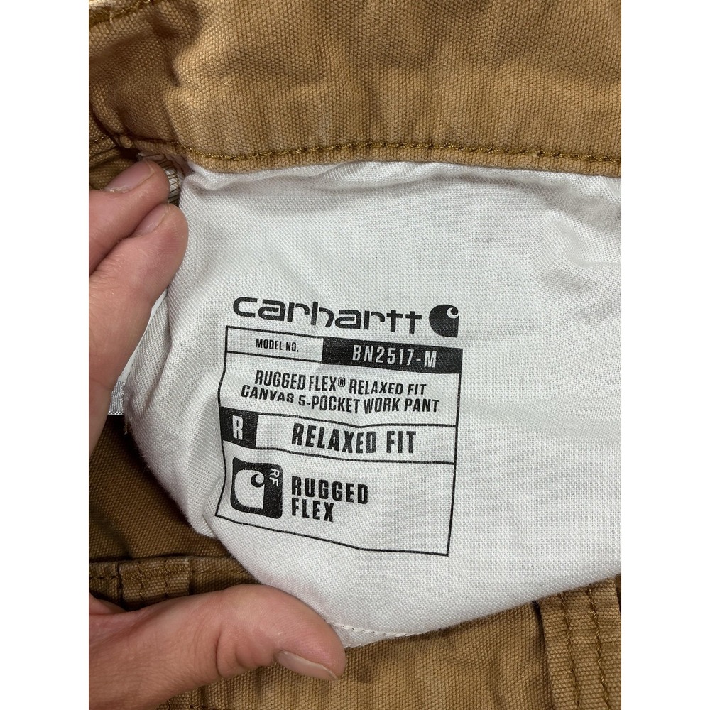 Carhartt Pants Mens 34x32 Beige Rugged Flex Relaxed Fit Canvas Workwear - Picture 9 of 13